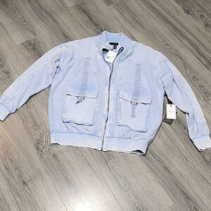 NWT F21 Powder Blue Vintage Forever Terrycloth Corduroy Shacket